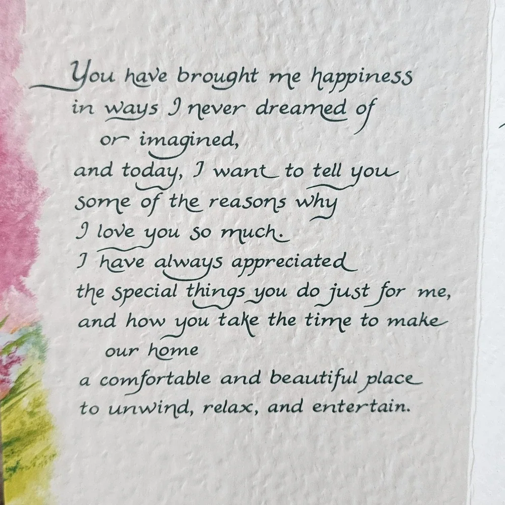 Blue Mountain Arts Wife Greeting Card Watercolor Floral B Cage Poem Paper